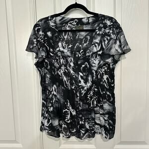 Sere Nade  shear top‎ blouse. Black white pleated size XL